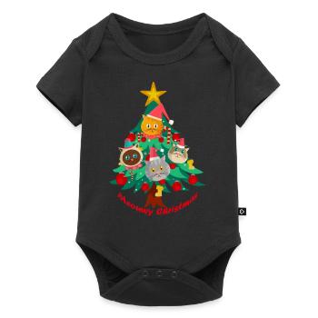 T-shirt arbre de Noël chats - Body à manches courtes Premium Bébé - noir - Devant