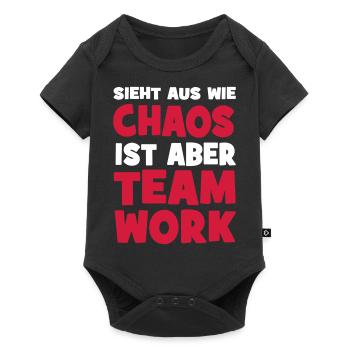 Teamwork - Baby Premium Kurzarmbody - Schwarz - Vorne