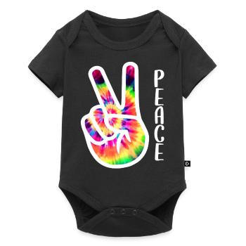 Peace Sign Hand - Baby Premium short-sleeve bodysuit - black - Front