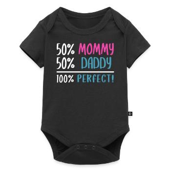 50 Mama 50 Papa 100 Perfekt - Baby Premium Kurzarmbody - Schwarz - Vorne