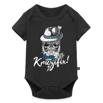 Greiz Kruzifix Totenkopf Bayrischer Dialekt Bayern - Baby Premium Kurzarmbody - Schwarz - Vorne