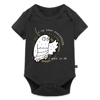 Owl brown - I work in HR - Baby Premium short-sleeve bodysuit - black - Front