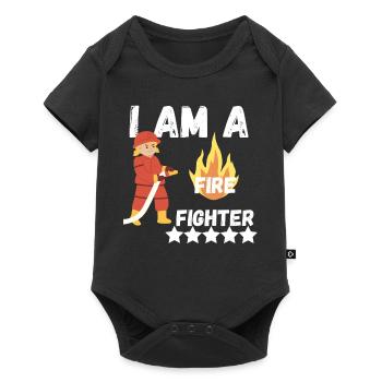 Je suis pompier pompier - Body à manches courtes Premium Bébé - noir - Devant
