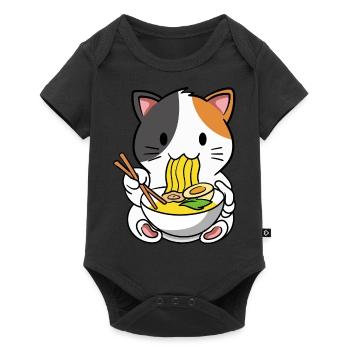 Chat Ramen Soupe de nouilles - Body à manches courtes Premium Bébé - noir - Devant