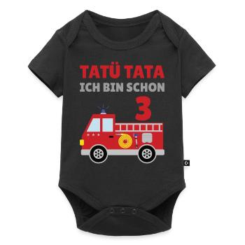 Feuerwehrauto 3. Geburtstag 3 Jahre Geschenk - Baby Premium Kurzarmbody - Schwarz - Vorne