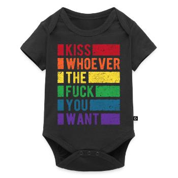 Kiss You Want LGBT Arc-en-ciel Pride - Body à manches courtes Premium Bébé - noir - Devant