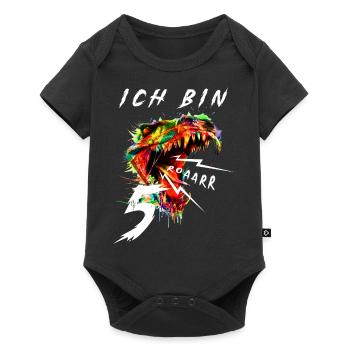 Kinder Dinosaurier 5 Geburtstag Ich bin 5 Dino - Baby Premium Kurzarmbody - Schwarz - Vorne