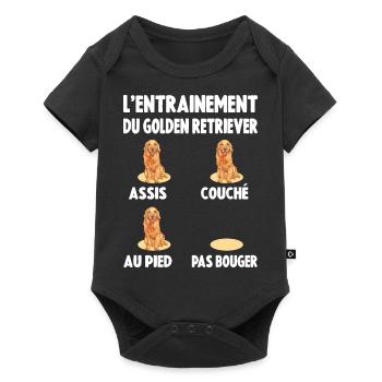 Éducation Chien Entraînement Du Golden Retriever - Body à manches courtes Premium Bébé - noir - Devant