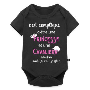 c'est compliqué princesse et cavalière humour - Body à manches courtes Premium Bébé - noir - Devant