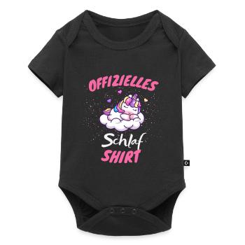 Schlafendes Tier Offizielles Schlaf Shirt Einhorn - Baby Premium Kurzarmbody - Schwarz - Vorne