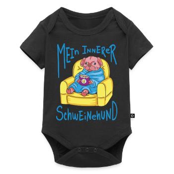 Lustiger Mein innerer Schweinehund - Baby Premium Kurzarmbody - Schwarz - Vorne