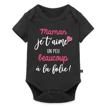 bonne fête maman je t'aime - Body à manches courtes Premium Bébé - noir - Devant