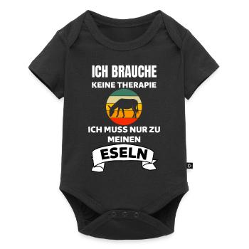 Ich brauche keine Therapie Lustiges Retro Esel - Baby Premium Kurzarmbody - Schwarz - Vorne