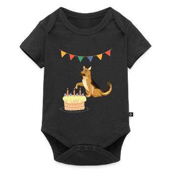 Fête d’anniversaire Chiens Fête Berger Allemand - Body à manches courtes Premium Bébé - noir - Devant