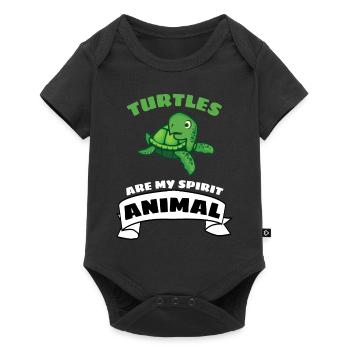 Créature marine Océan Animal Cadeau Tortue Mignonne - Body à manches courtes Premium Bébé - noir - Devant