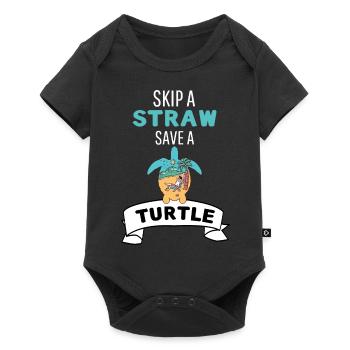 Cadeau amusant Tortue de plage d’été - Body à manches courtes Premium Bébé - noir - Devant