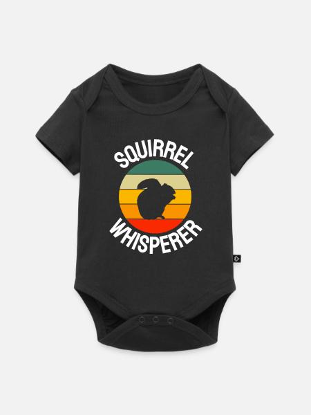 Eichhörnchen Flüsterer Waldtier Retro Eichhörnchen - Baby Premium Kurzarmbody - Schwarz