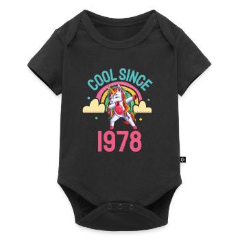 Cool since 1978 Dabbing Unicorn 44th birthday - Baby Premium short-sleeve bodysuit - black - Front