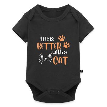 La vie est meilleure avec un chat drôle d’amoureux des chats - Body à manches courtes Premium Bébé - noir - Devant