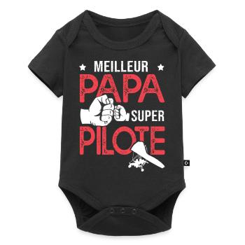 Cadeau papa meilleur papa pilote de delta plane - Body à manches courtes Premium Bébé - noir - Devant
