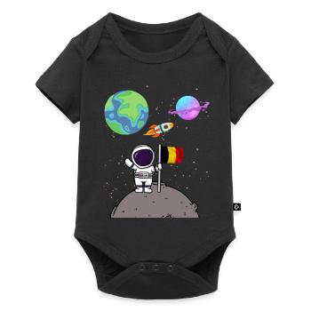 Moon landing Planet Belgium Flag Astronaut - Baby Premium short-sleeve bodysuit - black - Front
