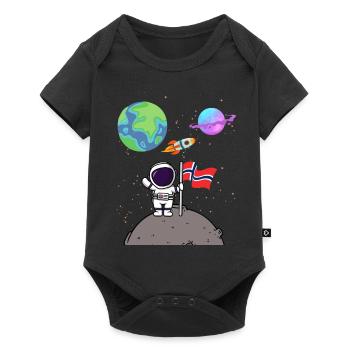 Moon Landing Planet Norvège Flag Astronaute - Body à manches courtes Premium Bébé - noir - Devant