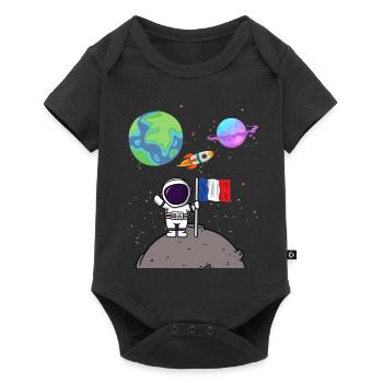 Moon Landing Planet France Flag Astronaut - Baby Premium short-sleeve bodysuit - black - Front