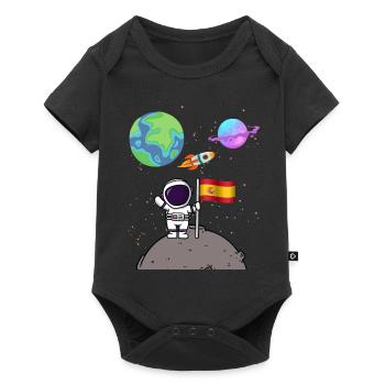 Lune Landing Planet Spain Flag Astronaute - Body à manches courtes Premium Bébé - noir - Devant