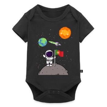 Planet Portugal Flag Moon Landing Astronaut - Baby Premium short-sleeve bodysuit - black - Front