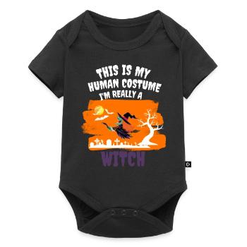 Costume de sorcière Sorcellerie Drôle Cadeau Halloween - Body à manches courtes Premium Bébé - noir - Devant