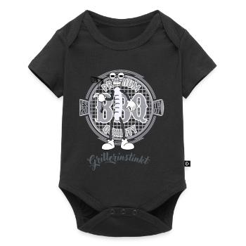 Premium Design Grillerinstinkt Black & White Logo - Baby Premium Kurzarmbody - Schwarz - Vorne