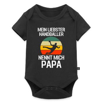 Mein Liebster Handballer Nennt Mich Papa Handball - Baby Premium Kurzarmbody - Schwarz - Vorne