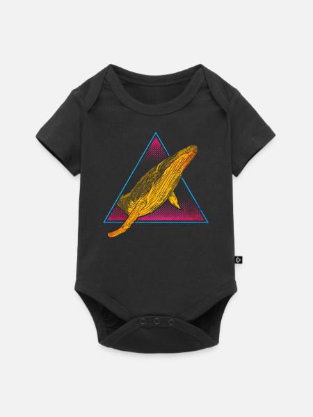 Buckelwal - Baby Premium Kurzarmbody - Schwarz