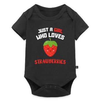 Kawaii Red Berry Sweet Fruit Girl Strawberry - Baby Premium short-sleeve bodysuit - black - Front