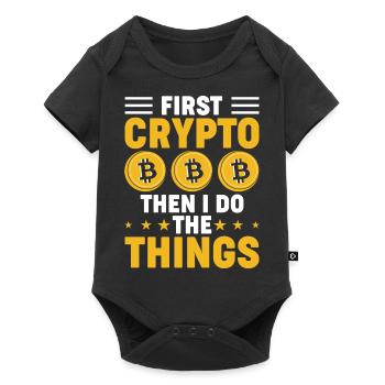 First crypto then do the things - Baby Premium short-sleeve bodysuit - black - Front