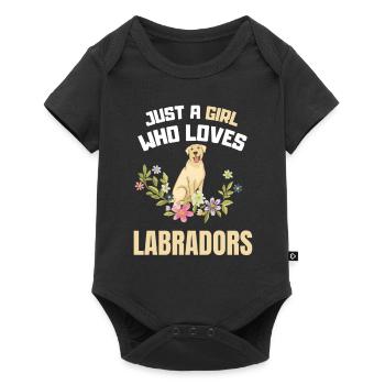 Propriétaire de chien Filles Fleurs Chiens Labrador - Body à manches courtes Premium Bébé - noir - Devant