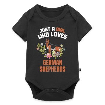 Flowers Dogs German Shepherd Girl - Baby Premium short-sleeve bodysuit - black - Front