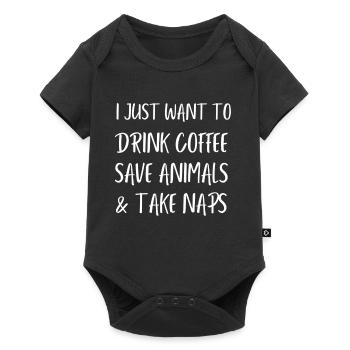 Je veux juste boire du café sauver des animaux et prendre - Body à manches courtes Premium Bébé - noir - Devant