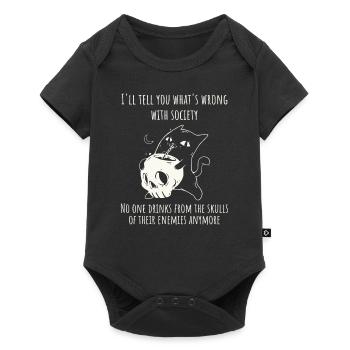 Trink aus dem Schädel deines Feindes Lustige Katze - Baby Premium Kurzarmbody - Schwarz - Vorne