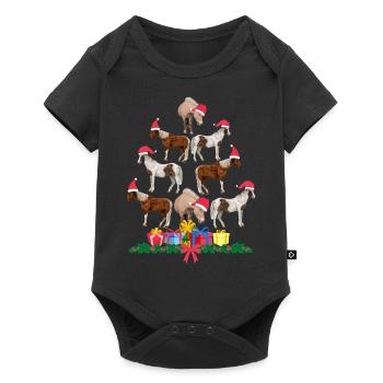 Pferd zu Weihnachten. Weihnachtsgeschenk - Baby Premium Kurzarmbody - Schwarz - Vorne