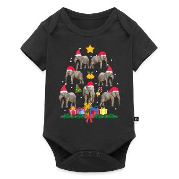 Éléphant à Noël. Cadeau de Noël - Body à manches courtes Premium Bébé - noir - Devant