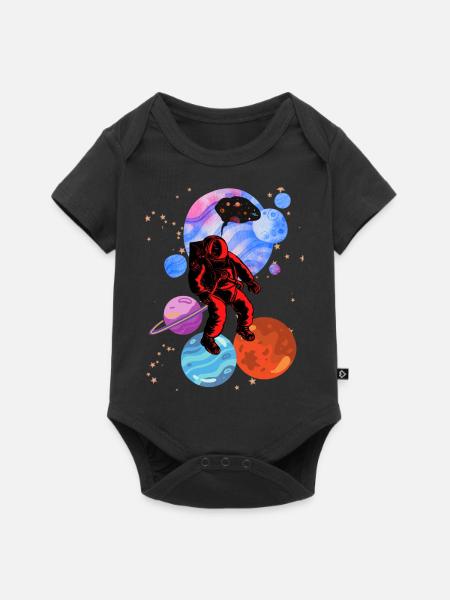 Astronaut Stencil-Stile - Baby Premium Kurzarmbody - Schwarz
