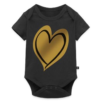 Heart Gold Black - Baby Premium short-sleeve bodysuit - black - Front