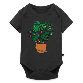 Christmas Monstera with lights Christmas tree - Baby Premium short-sleeve bodysuit - black - Front