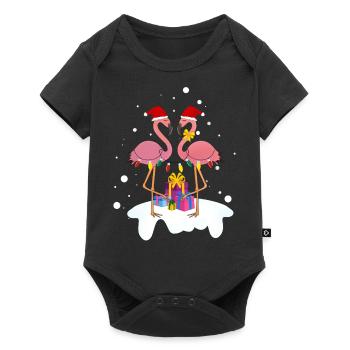 Flamingo-Weihnachten. Weihnachtsgeschenk - Baby Premium Kurzarmbody - Schwarz - Vorne