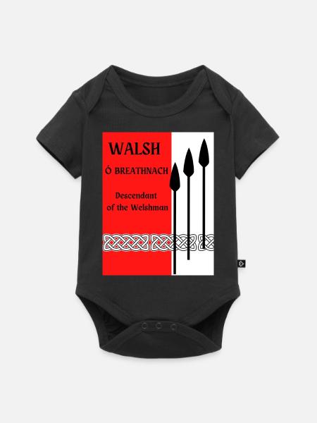 Walsh Familienname - Baby Premium Kurzarmbody - Schwarz
