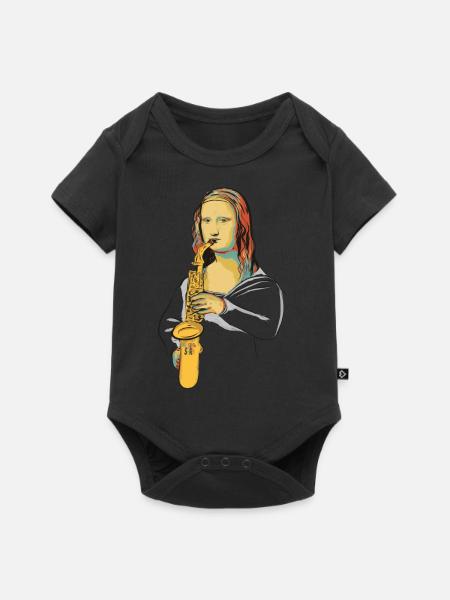 Monalisa spielt Saxophon - Baby Premium Kurzarmbody - Schwarz
