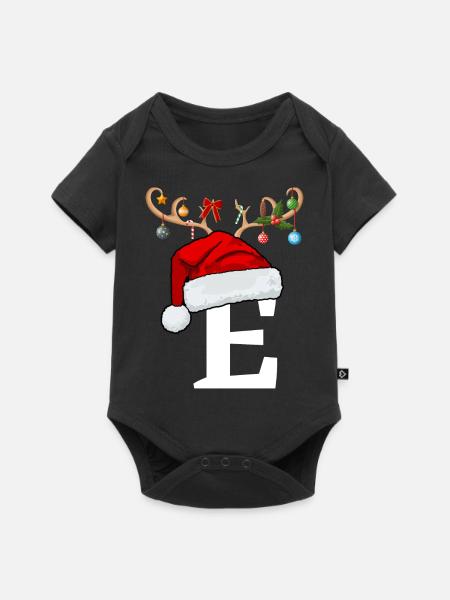 Brief E Weihnachtsmütze - Baby Premium Kurzarmbody - Schwarz