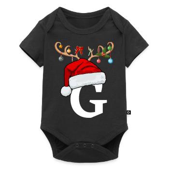 Lettre G bonnet de Noël - Body à manches courtes Premium Bébé - noir - Devant