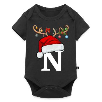 Lettre N bonnet de Noël - Body à manches courtes Premium Bébé - noir - Devant